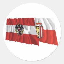 Österreich u. Oberoesterreich wellenartig bewegend Runder Aufkleber