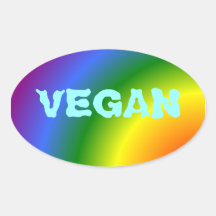 Ovaler veganer Regenbogen-Aufkleber
