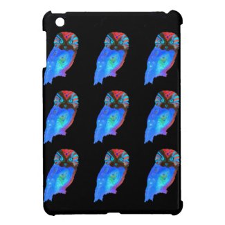 Owl Colorful Night Owl Retro Pop Art Design Blue Cover For The iPad Mini
