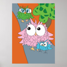 Owl family walking affischer