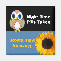Owl & Flower Medication Reminder Magnet magnete