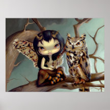Owlyn KUNST-DRUCK-Eulen-Feephantasie Plakatdruck