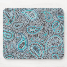Ozean-Blau Paisley Mousepads