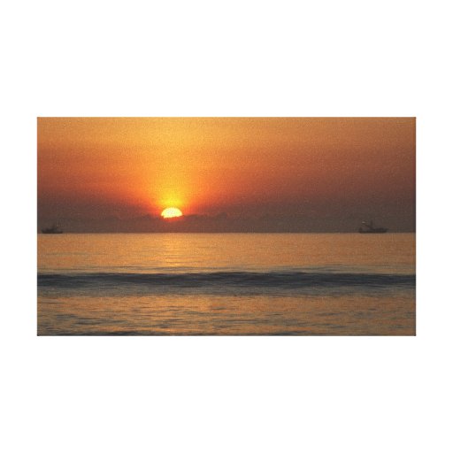Ozeanstrandsonnenaufgang-Farbfoto-Leinwanddruck