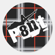 P8NT-, kariert Runde Sticker