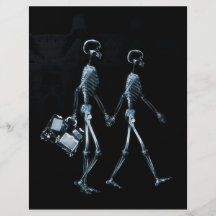 Paar-reisende Röntgenblick-Skelette - Blau Flyerdesign