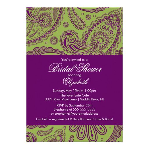 Paisley-Brautparty-Einladungs-Chartreuse Lila