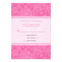 Paisley-Eindruck in der rosa Hochzeits-Antwort Personalisierte Einladungskarten