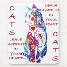 Paisley-Katze in Blauem u. in Lila Mauspads