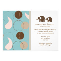 Paisley- u. Elefant-Babyparty-Einladung