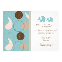 Paisley- u. Elefant-Babyparty-Einladung