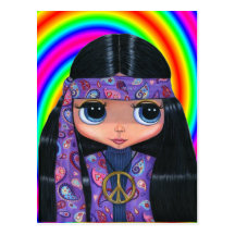 Paisleyhippie-Puppen-Postkarte