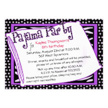 Pajama Party In Black and Purple Custom Invitation