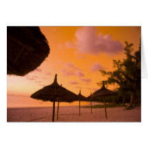 Palapa Art-Strandhütten am Sonnenaufgang, Schönhei Grußkarte