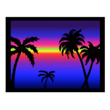 Palme-tropische Sonnenuntergang-Postkarte