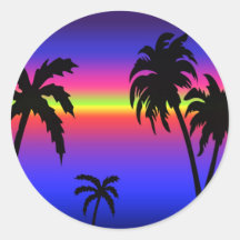 Palme-tropischer Sonnenuntergang-Aufkleber