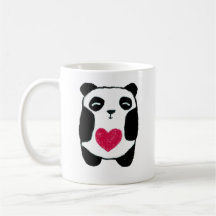 Panda-Bär mit einem Herzbecher Kaffee Tasse