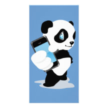 Panda, der ein iPhone hält Individuelle Photo Karte