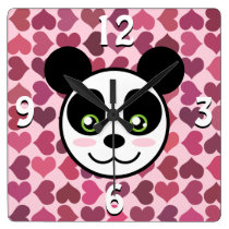"Panda-Liebe-" Wand-Uhr (Quadrat) wanduhren