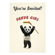 Panda-Mädchen-Hockey-Bär Personalisierte Ankündigungskarte