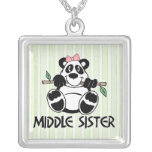 Panda-Mädchen-Mitte-Schwester Personalisierte Halskette