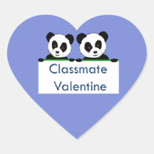 Panda-Mitschüler-Valentinsgruß-Herz Sticker_blue