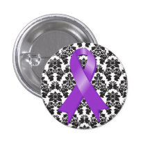 Pankreatischer Krebs-Damast-lila Band Button