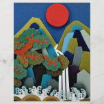 Papierillustration, Sonne und Berg Flyerdesign