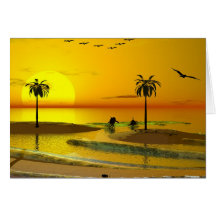 Paradies-Ufer-Sonnenuntergang Karten