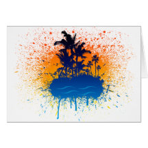 Paradiesgraffiti-Insel - malen Sie Spritzer-Strand Grußkarte