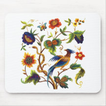 Paradiesvogel Jacobean Stickerei Mauspad