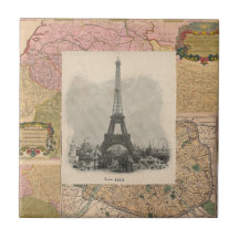 Paris-Eiffelturm-französische Karten-Fliese