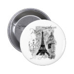 Paris-Eiffelturm-französische Szenen-Collage Buttons