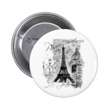 Paris-Eiffelturm-französische Szenen-Collage Buttons