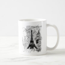 Paris-Eiffelturm-französische Szenen-Collage Tassen
