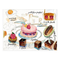 Paris-Gebäck-Skizze-Aquarell postkarten