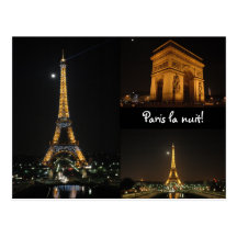 Paris-La nuit! Postkarte