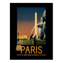 Paris-Reiseplakat für französische Bahnnetze Postkarten