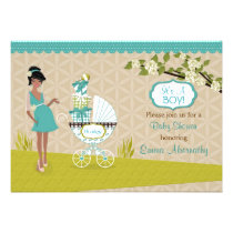 Park Stroll African American Boy Baby Shower einladungen