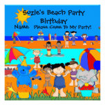 Party Einladungs-Geburtstags-Strand-Mädchen-Kinder