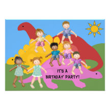 Party mit der Dinos Geburtstags-12x18 Einladung