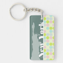 Pastel Colors, Polka Dot, NYC, statue of liberty Rectangle Acrylic Keychains