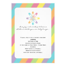 Pastellregenbogen-Streifen-Windelpin-Babyparty Einladungen