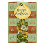 Patchwork-Blumengeburtstag Grußkarte