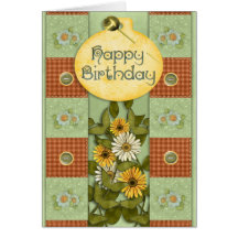 Patchwork-Blumengeburtstag Grußkarte