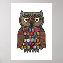 Patchwork-Eulen-Plakat