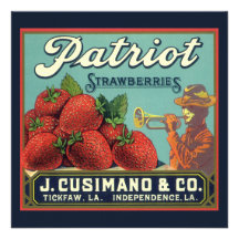 Patriot-ErdbeerVintage Frucht-Kisten-Aufkleber-Kun Individuelle Ankündigskarten