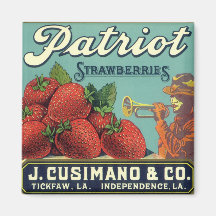 Patriot-ErdbeerVintage Frucht-Kisten-Aufkleber-Kun Magnete