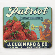 Patriot-ErdbeerVintage Frucht-Kisten-Aufkleber-Kun Mousepads
