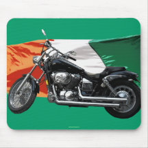 Patriotic Irish Flag, Motorcycle, Biker Design Mouse Pads